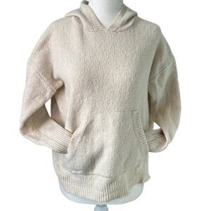 Nili Lotan women’s wool hooded sweater cream front pocket size small